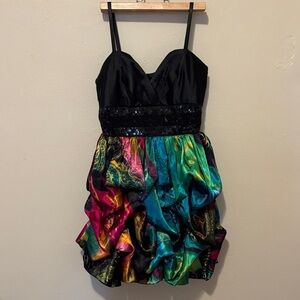 Elegant Black and Multicolor Women's Mini Dress